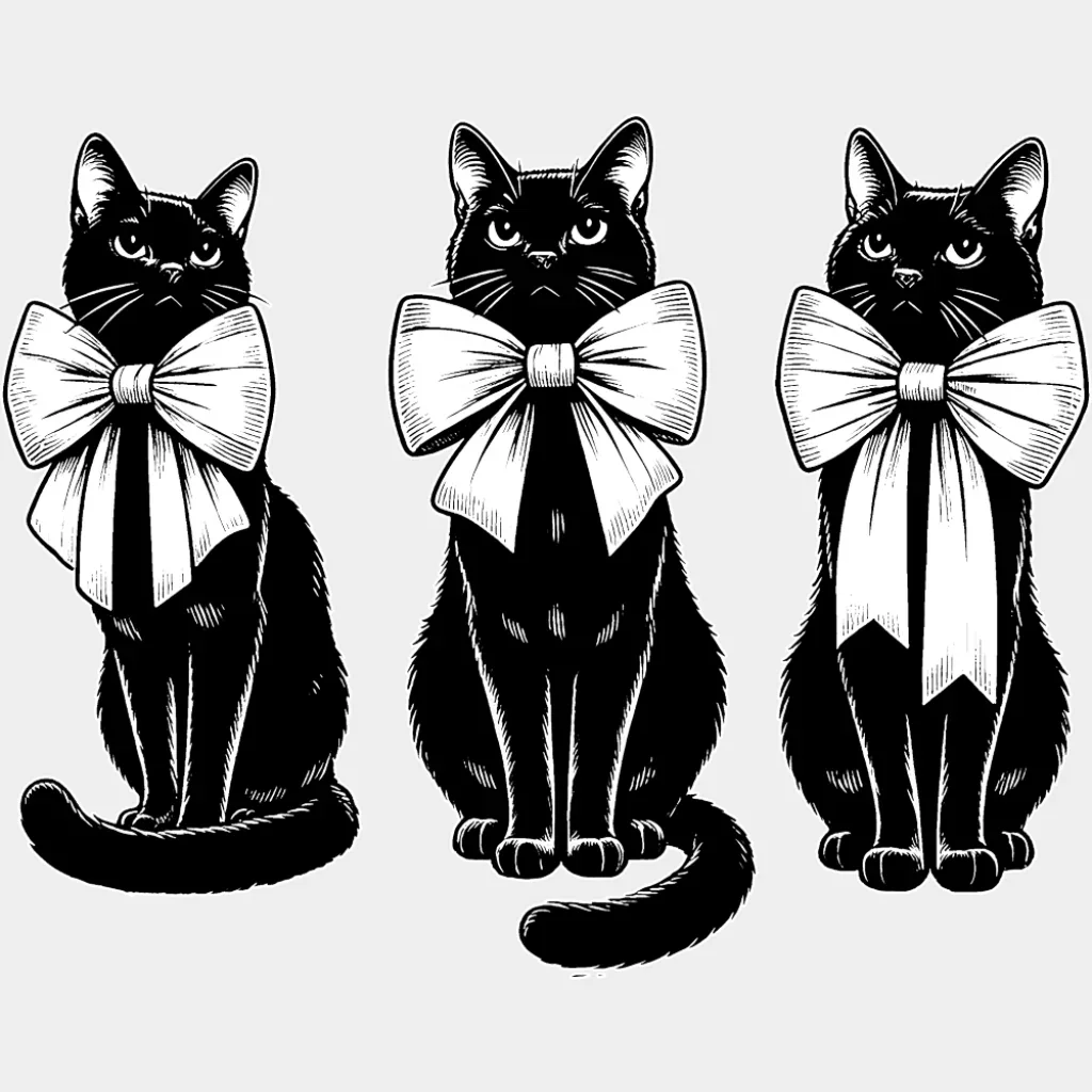 3 Cats With Bowtie - Cats DTF Transfer - Image 2