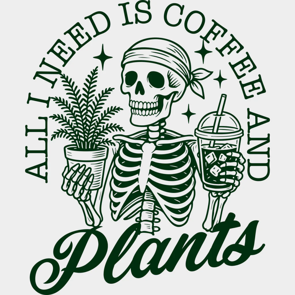 Al I Need Is Coffee And Plants - Plants DTF Transfers - Image 3