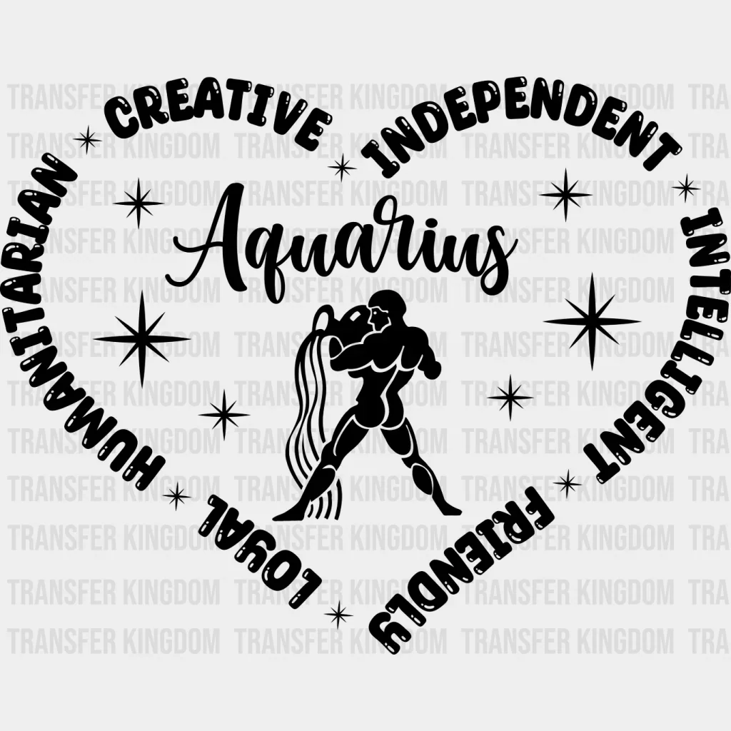 Aquarius Heart Design - Zodiac & Horoscopes DTF heat transfer