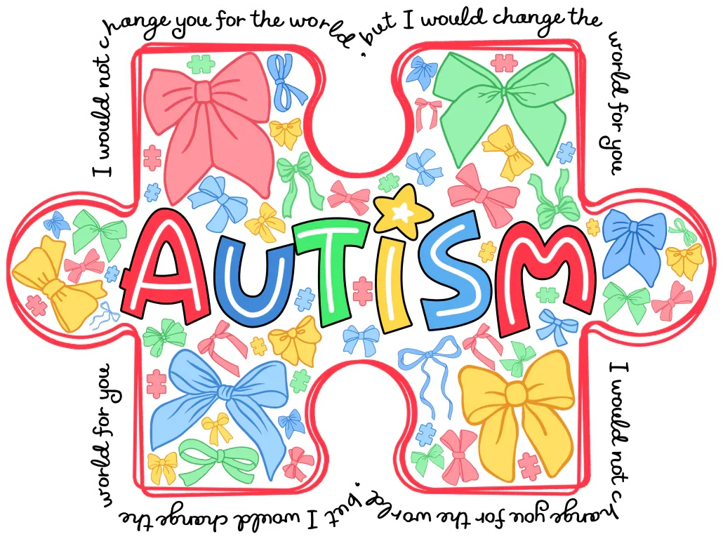 Autism Jigsaw Colorful Design - Autism Awareness DTF Transfer - Image 2