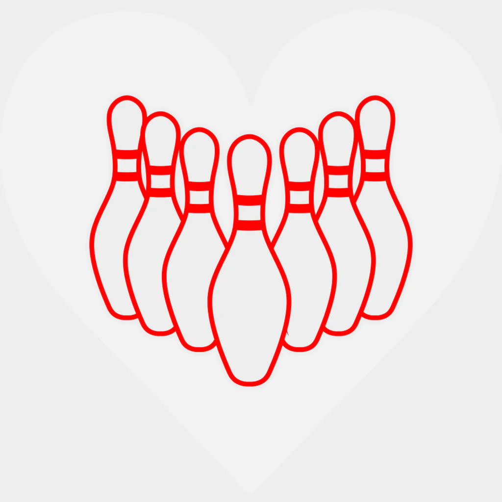 B&W Heart Bowling Pins - Bowling DTF Transfers - Image 2