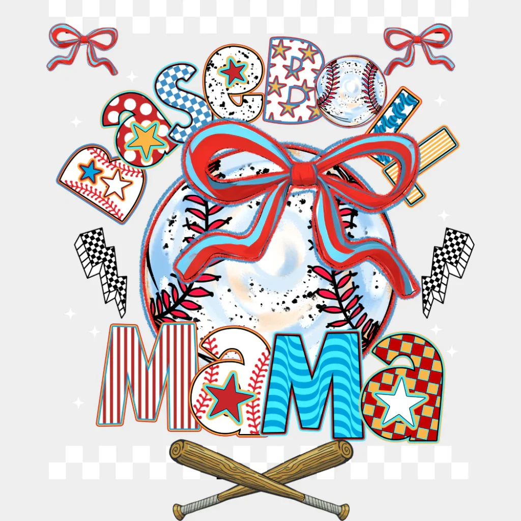 Baseball Mama Ribbons - Baseball DTF Transfer - Image 2