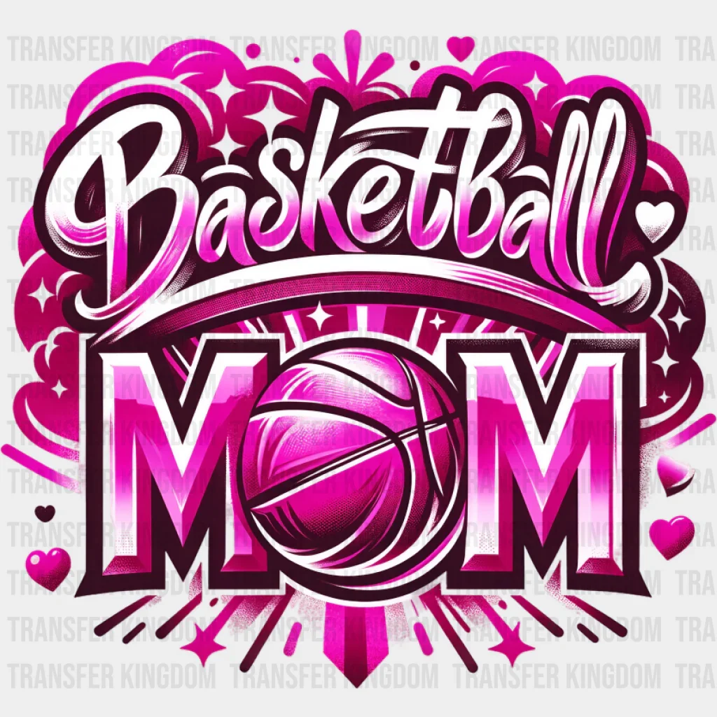 Basketball Mom Pink Blue Orange Design - Basketball DTF Transfer