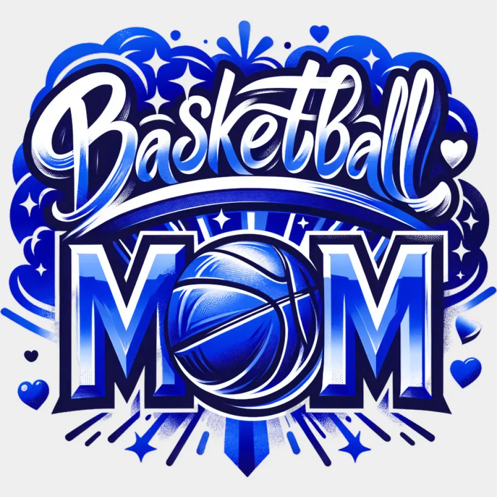Basketball Mom Pink Blue Orange Design - Basketball DTF Transfer - Image 2
