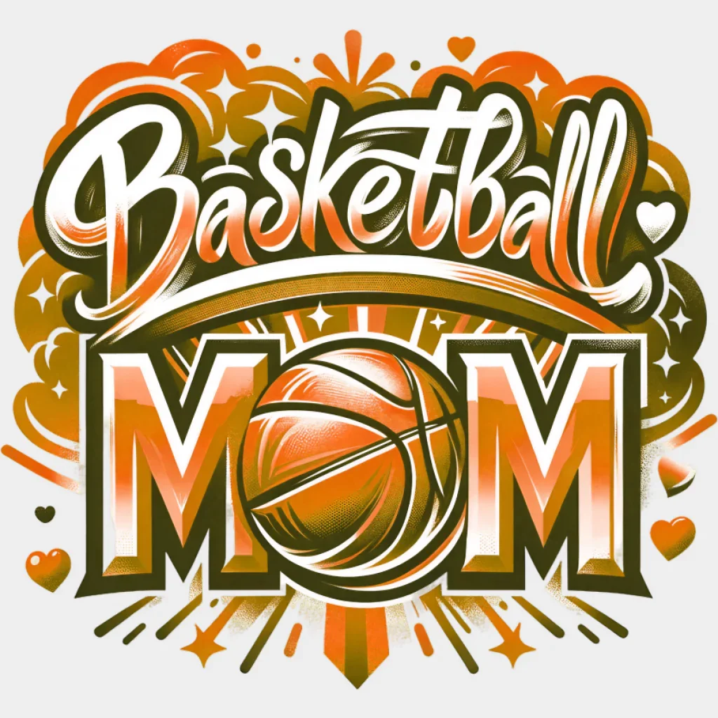 Basketball Mom Pink Blue Orange Design - Basketball DTF Transfer - Image 3