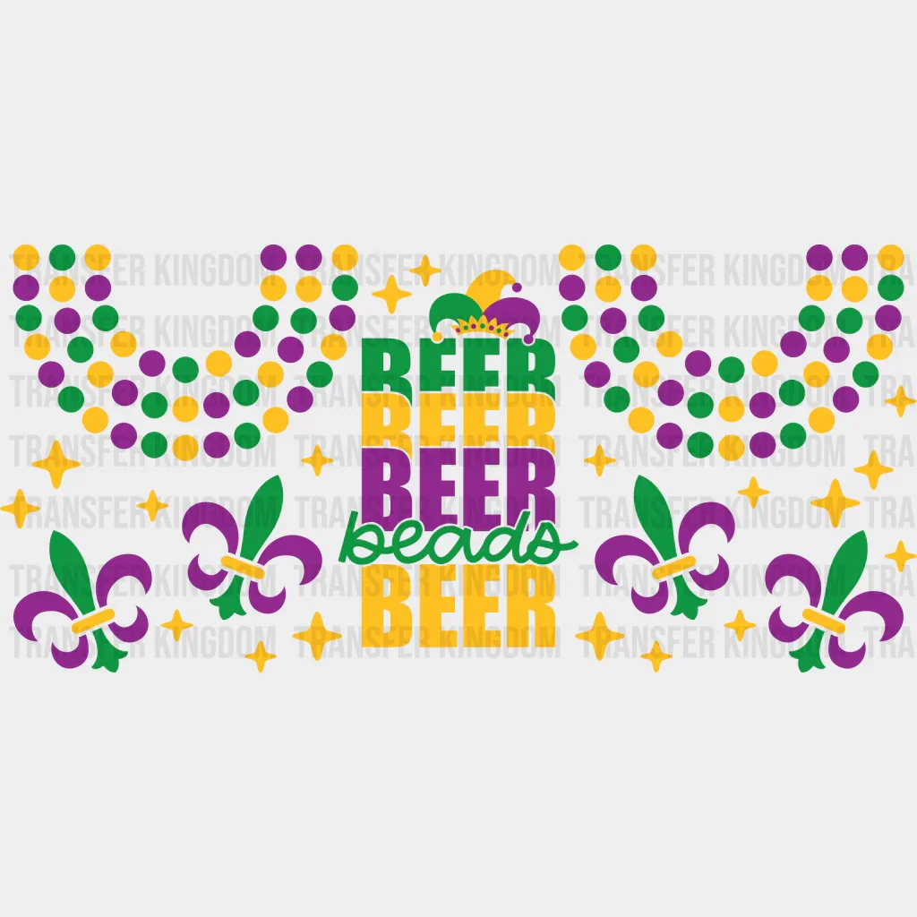 Beer Yellow Green Purple - Mardi Gras Cup Wrap UV Sticker Permanent UV DTF Decal