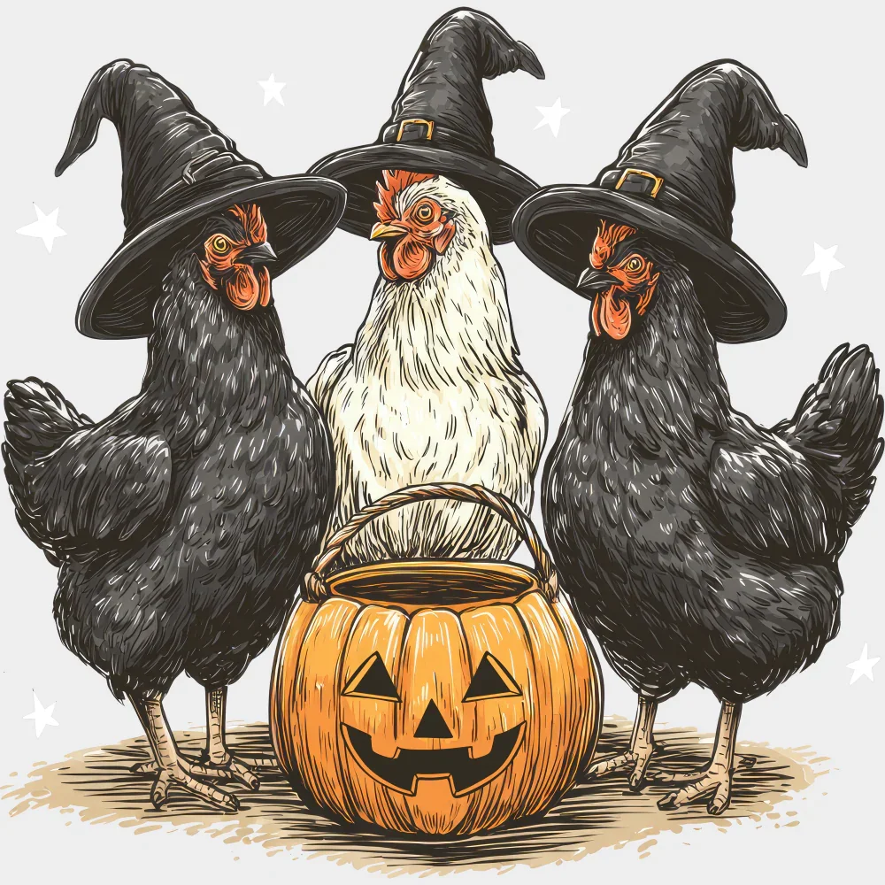 Black And White Roosters - Halloween DTF Transfer - Image 2