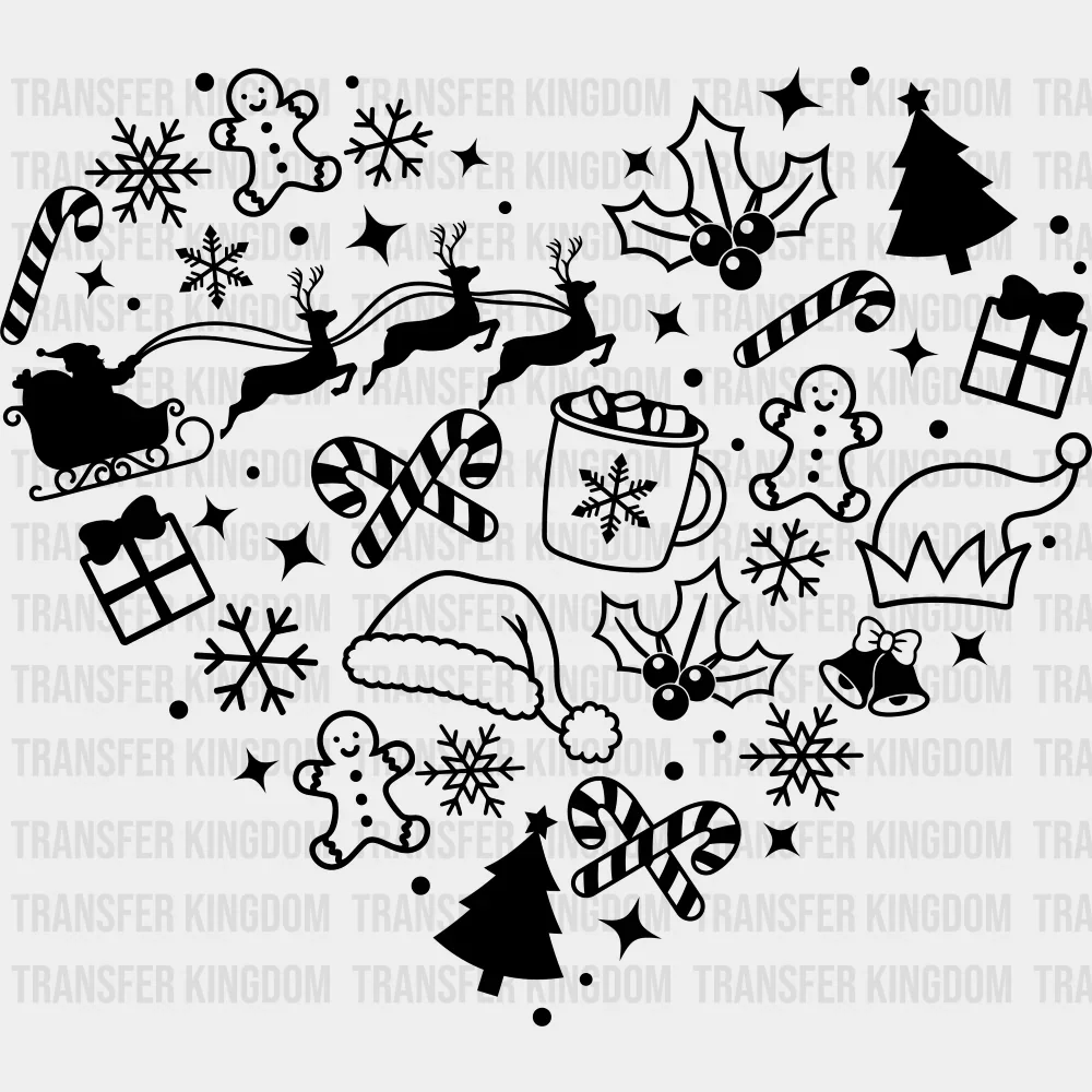 Black, Red, White Heart - Christmas DTF Transfer