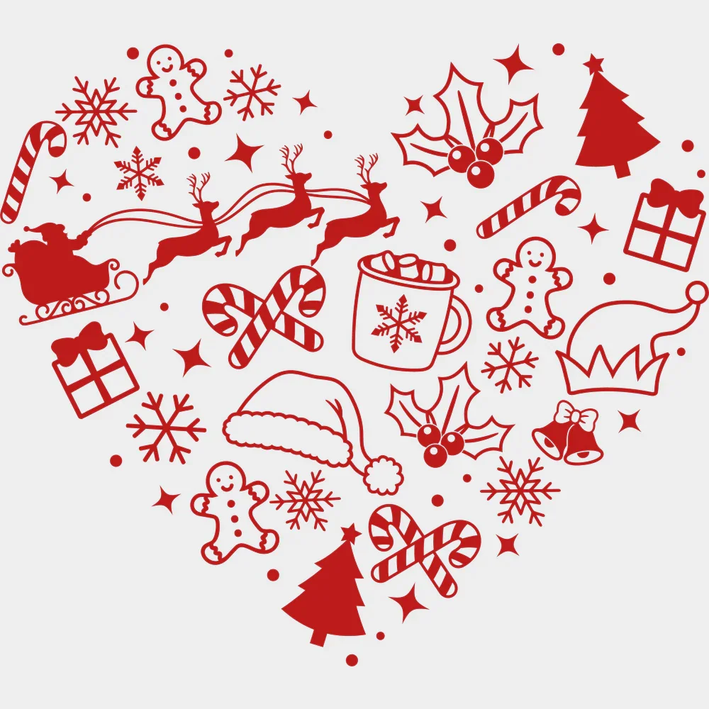Black, Red, White Heart - Christmas DTF Transfer - Image 3