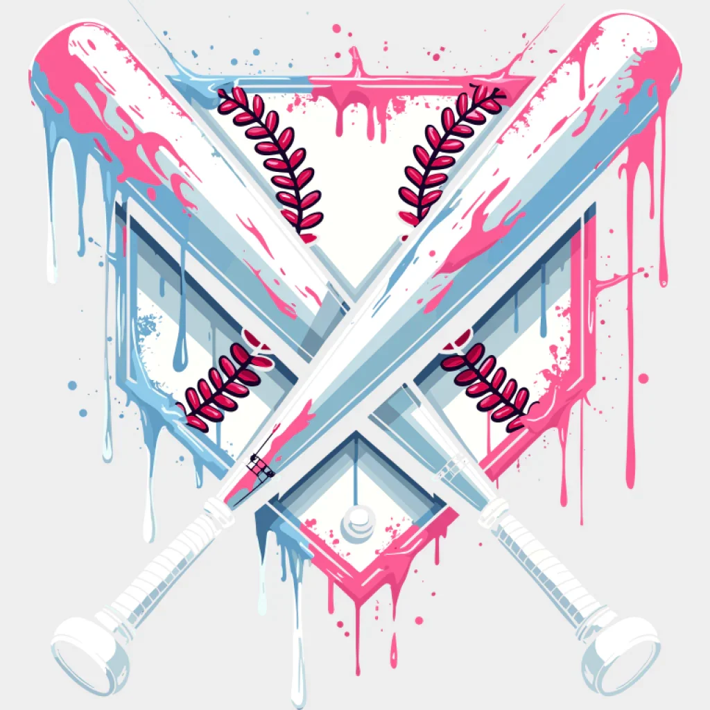 Blue And Pink Baseball Bats - Baseball DTF Transfer - Image 2