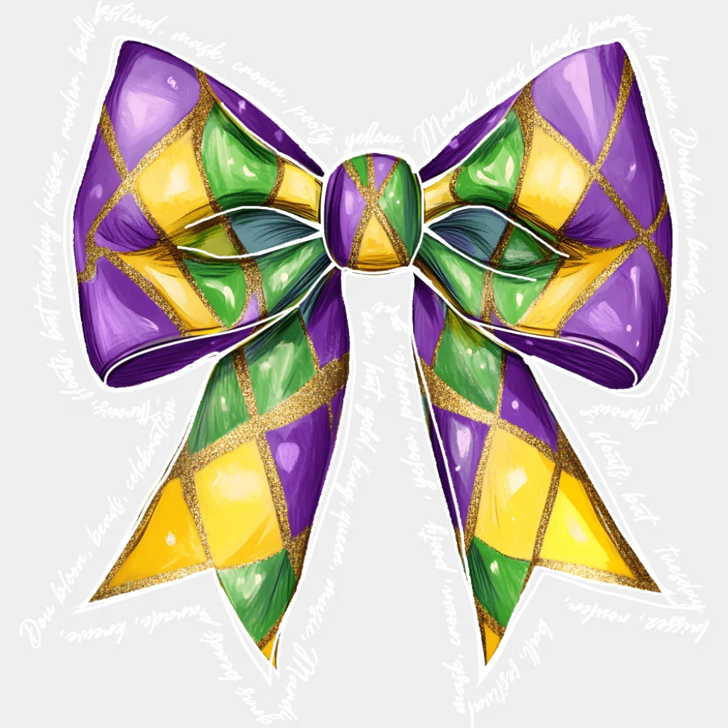 Bowtie - Mardi Gras DTF Transfer - Image 2