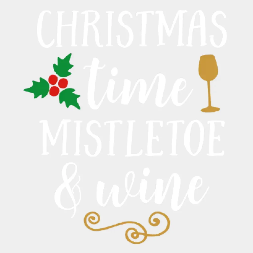 Christmas Time Mistletoe Wine Design - DTF heat transfer - Image 2