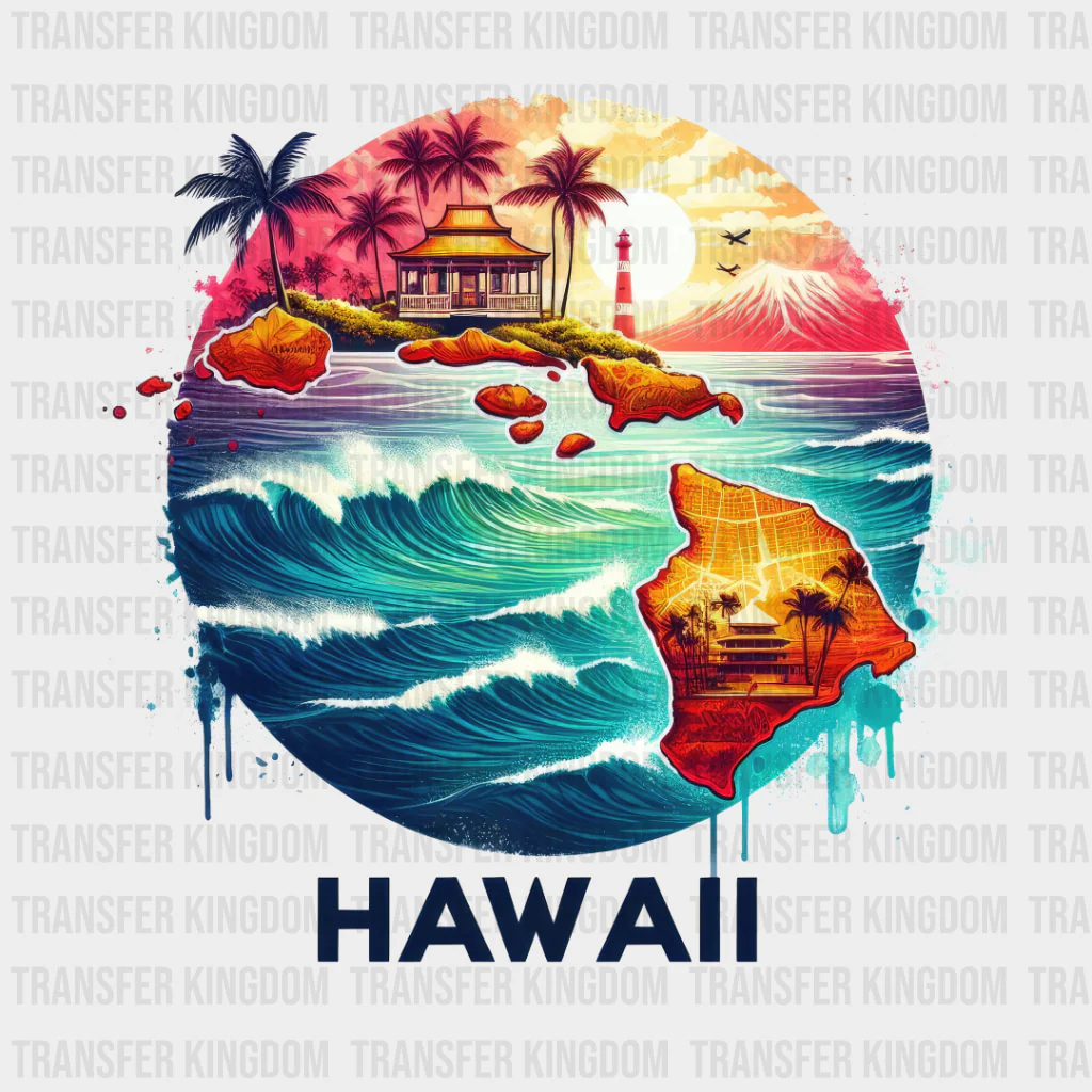 Colorful Hawaii State Design - State & Cities DTF Heat Transfer