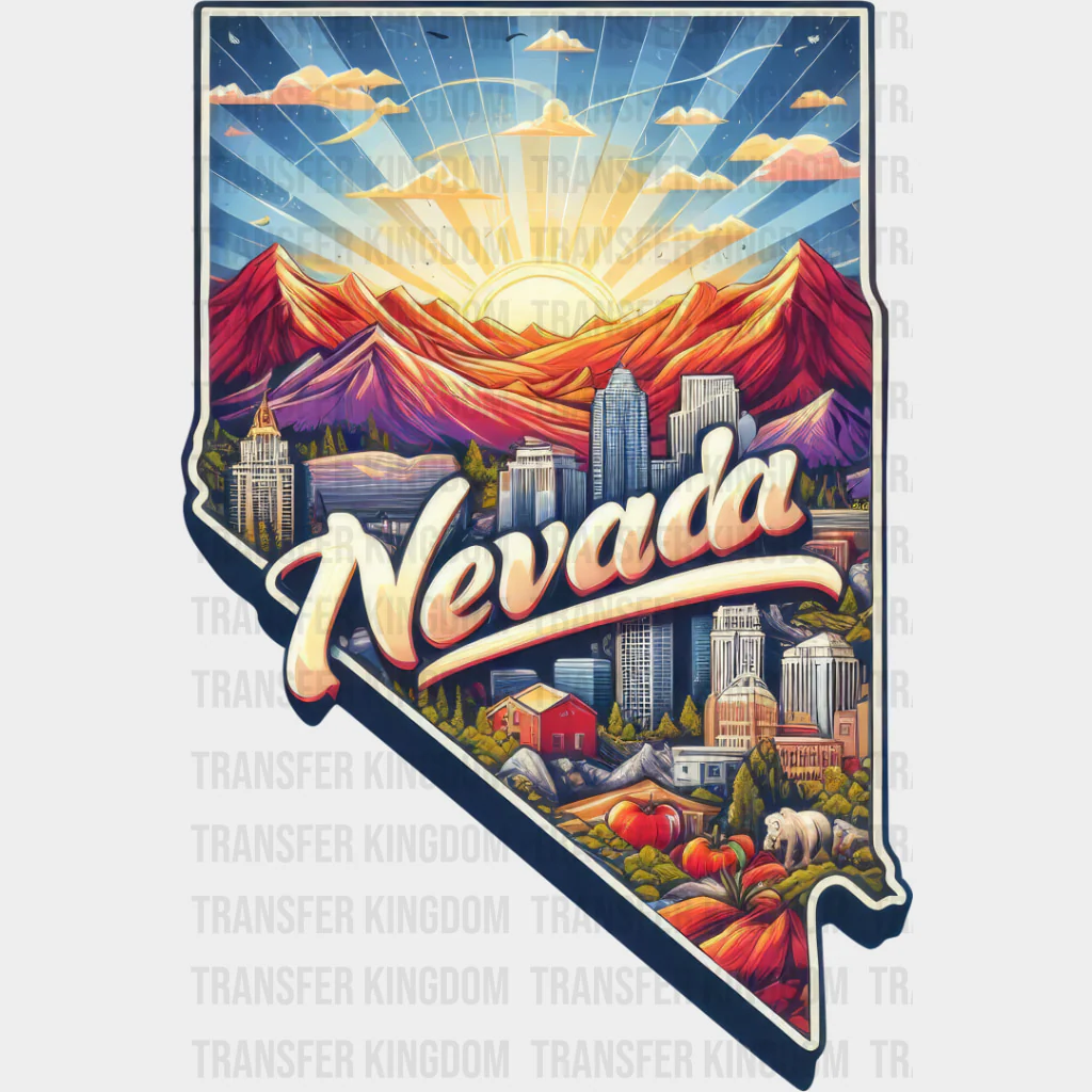 Colorful Nevada State Design - State & Cities DTF Heat Transfer