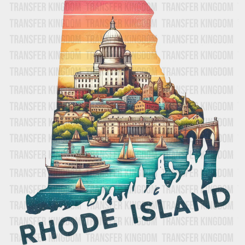 Colorful Rhode Island State Design - State & Cities DTF Heat Transfer