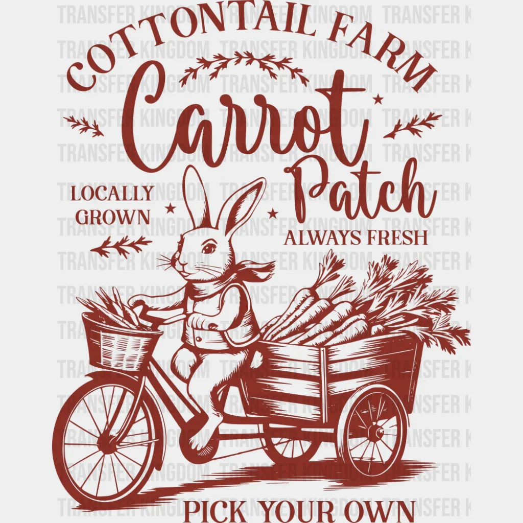 Cottontail Farm Carrot Patch Red & White - Easter DTF Transfer