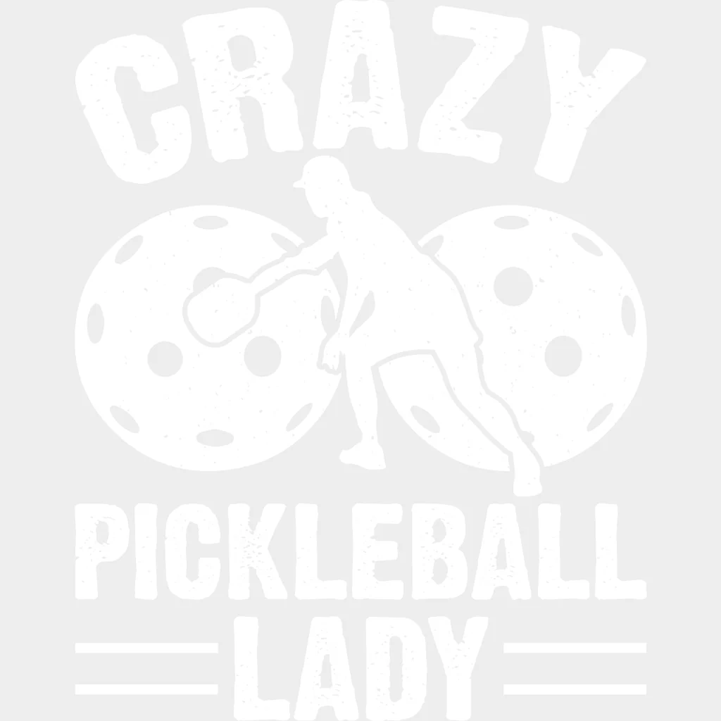 Crazy Pickleball Lady, B&W - Pickleball DTF Transfers - Image 2