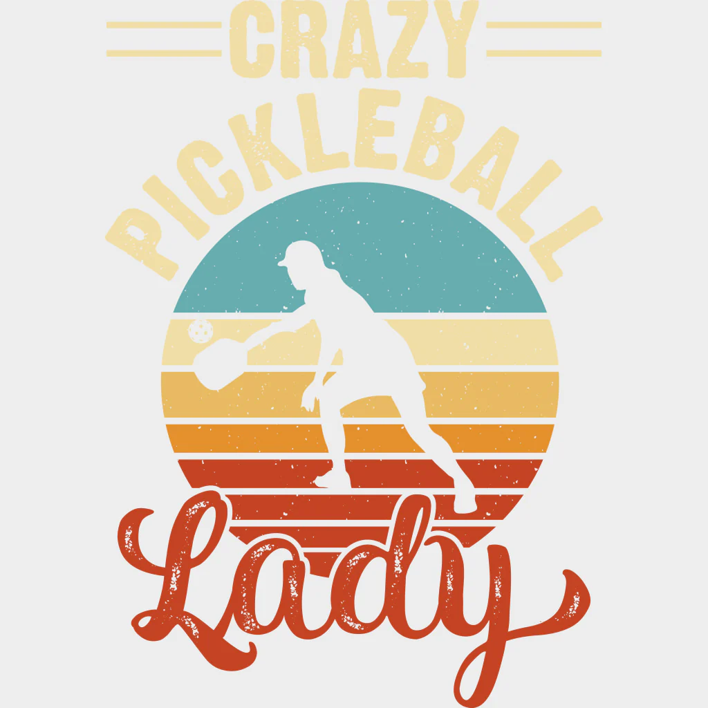 Crazy Pickleball Lady, Circle - Pickleball DTF Transfers - Image 2