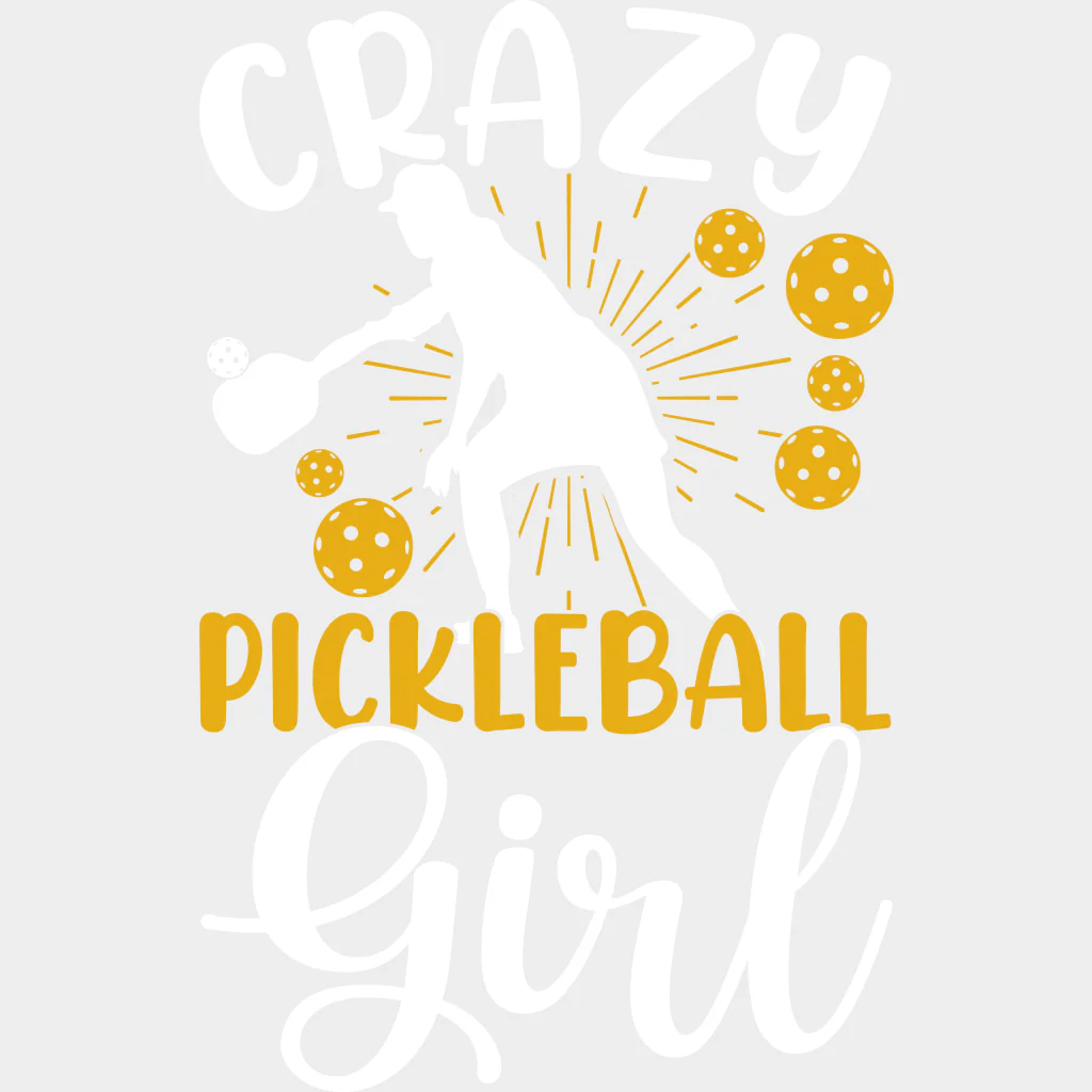 Crazy Pickleball Lady, Yellow - Pickleball DTF Transfers - Image 2
