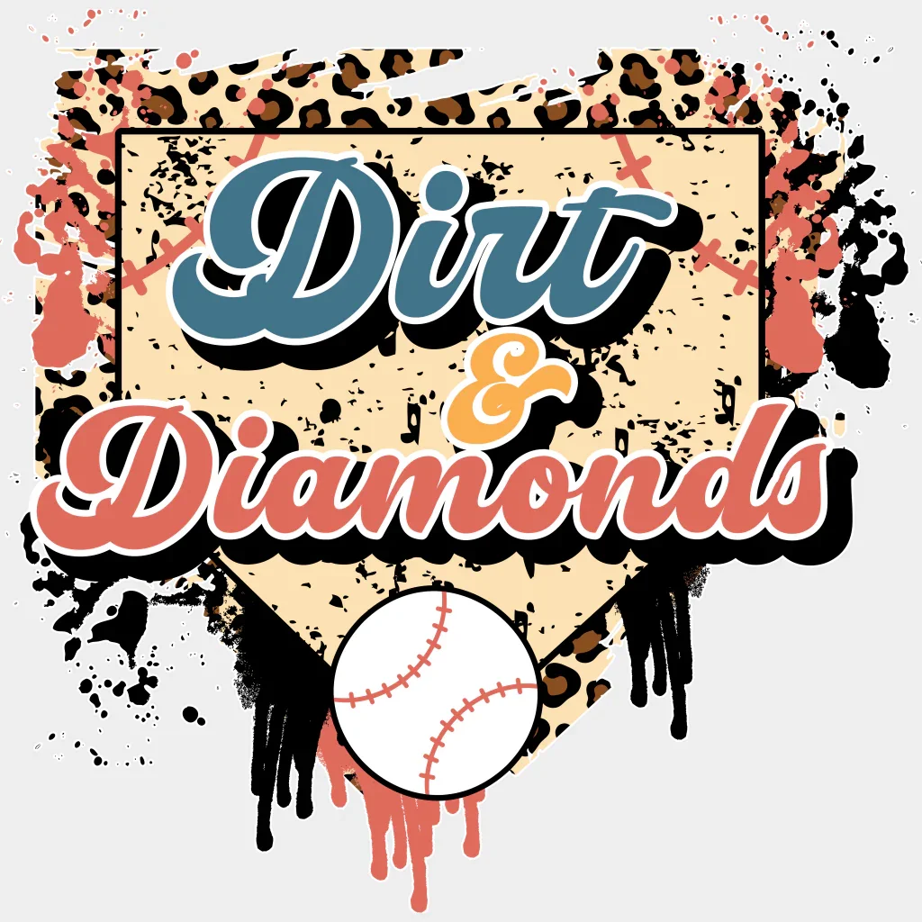 Dirt And Diamond Baseball Ball - Baseball DTF Heat Transfer - Image 2