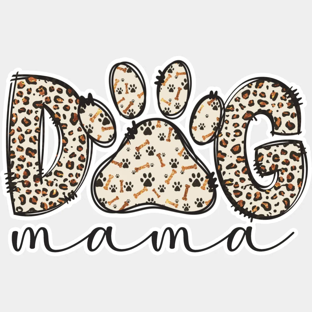 Dog Mama Paw B&W Design - Dogs DTF Transfer - Image 2