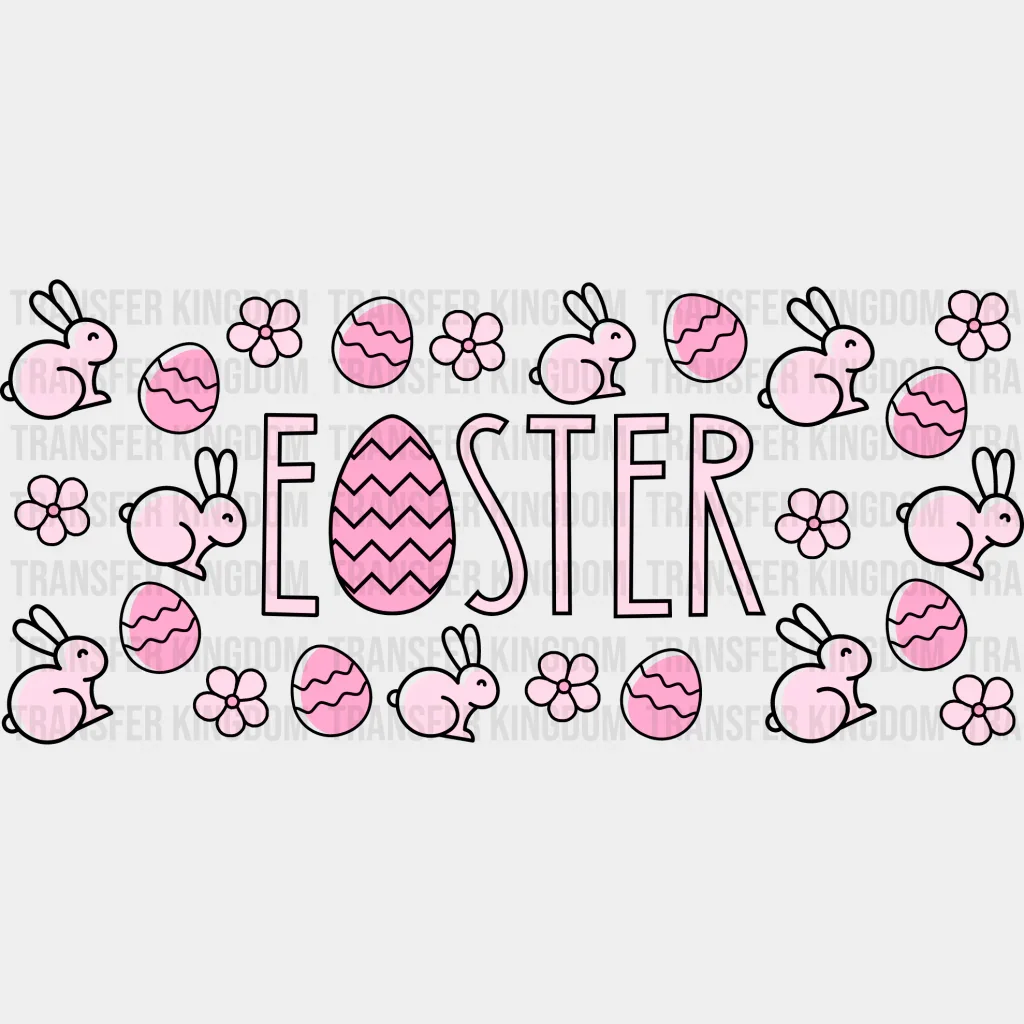 Easter Pink Bunnies - Easter Cup Wrap UV Sticker Permanent UV DTF Decal