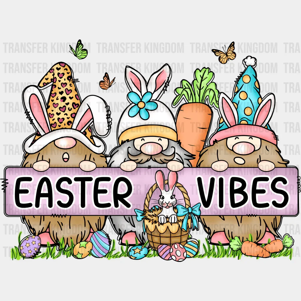 Easter Vibes Gnomies With Butterflies Design - DTF heat transfer