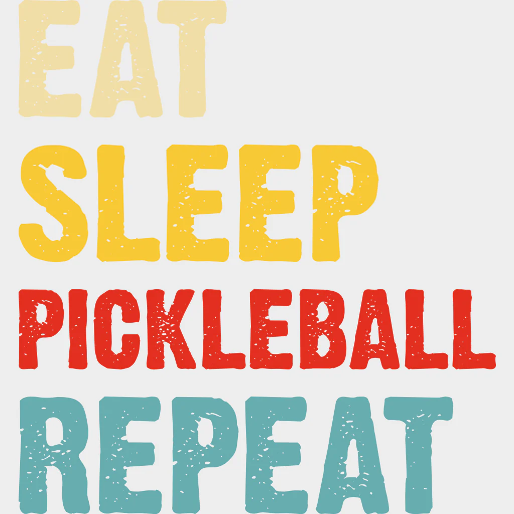 Eat Sleep Pickleball Repeat, Yellow Red Blue - Pickleball DTF Transfers - Image 2