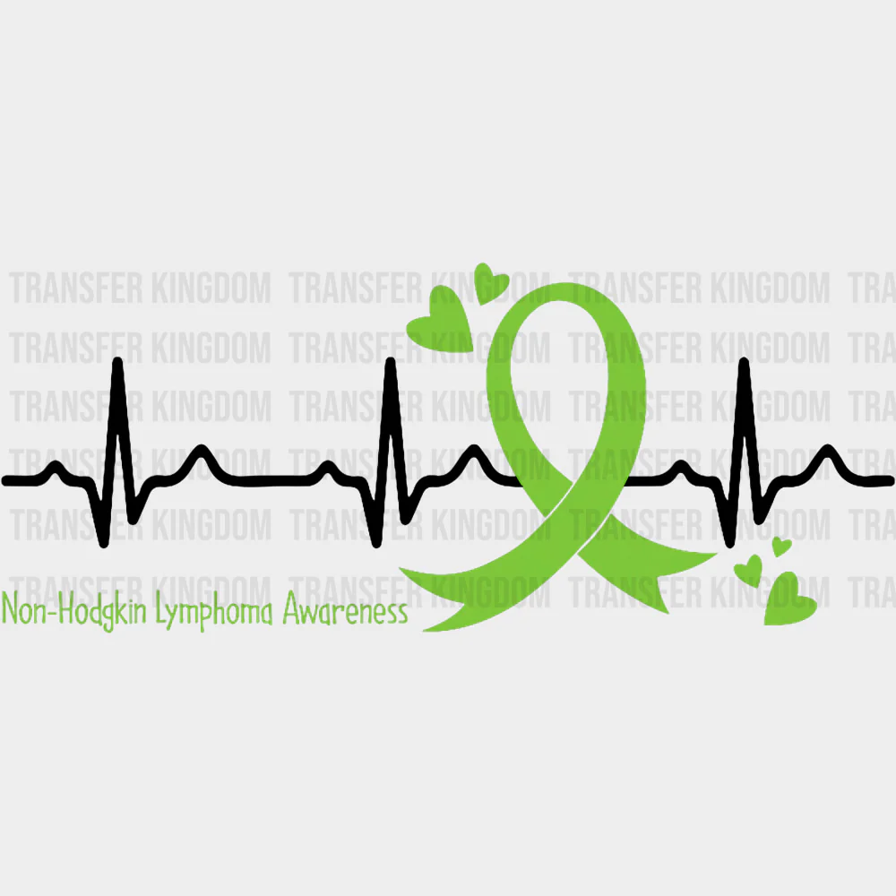 ECG Line, Hearts & Ribbon - Lymphoma DTF Transfers