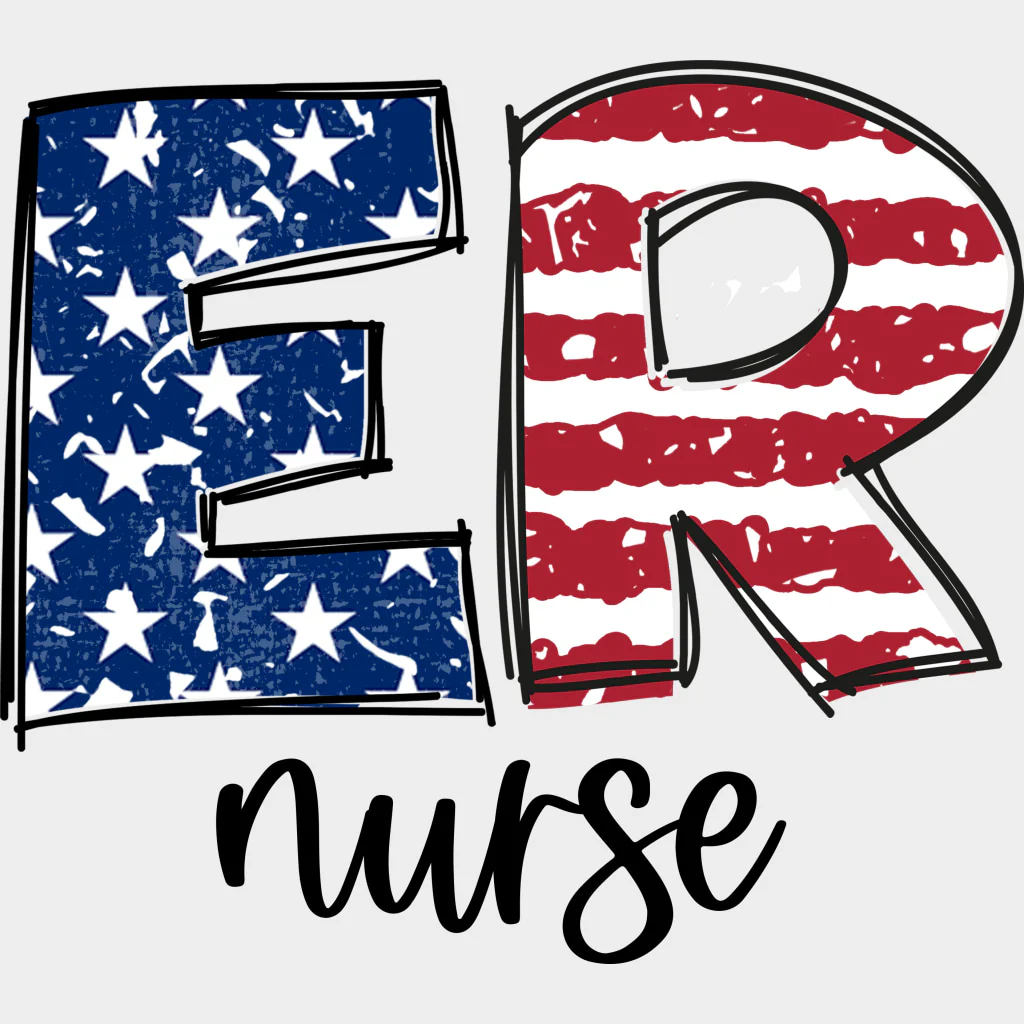 ER Nurse American Flag Design - Er Nurse DTF Heat Transfer - Image 3