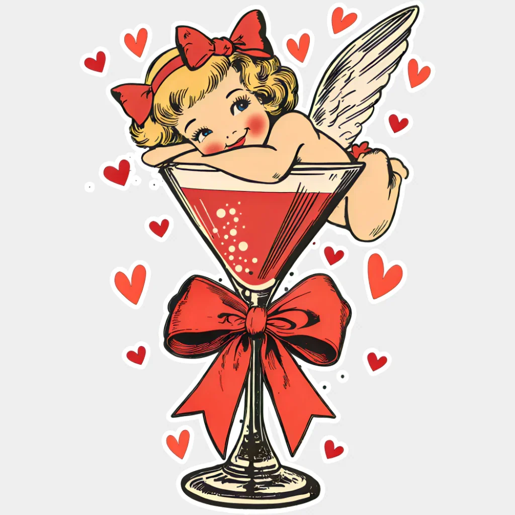 Eros Martini Glass Red Design - Valentine's Day DTF Transfer - Image 2