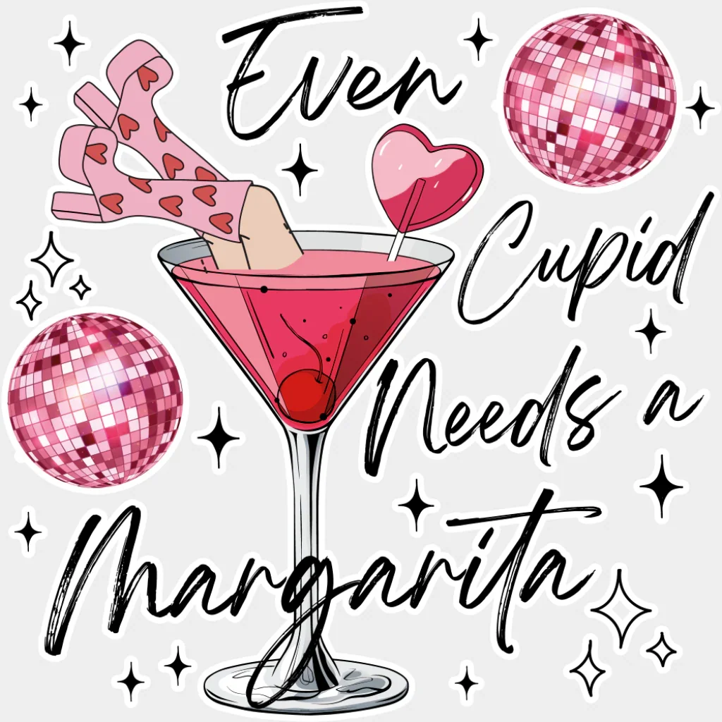 Even Cupid Needs A Margarita - Valentine's Day DTF Transfer - Image 2