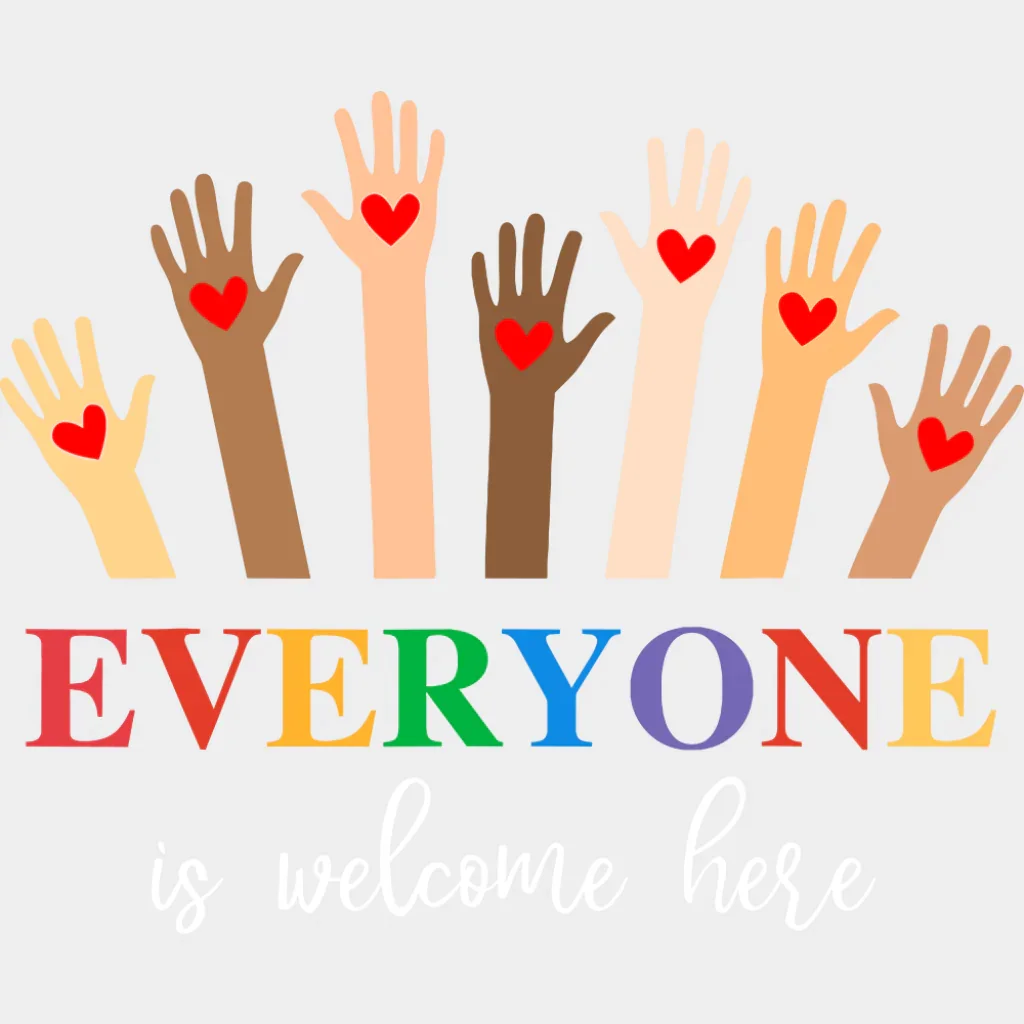 Everyone Is Welcome Here Heart Hands - LGBTQ+ DTF Transfer - Image 2