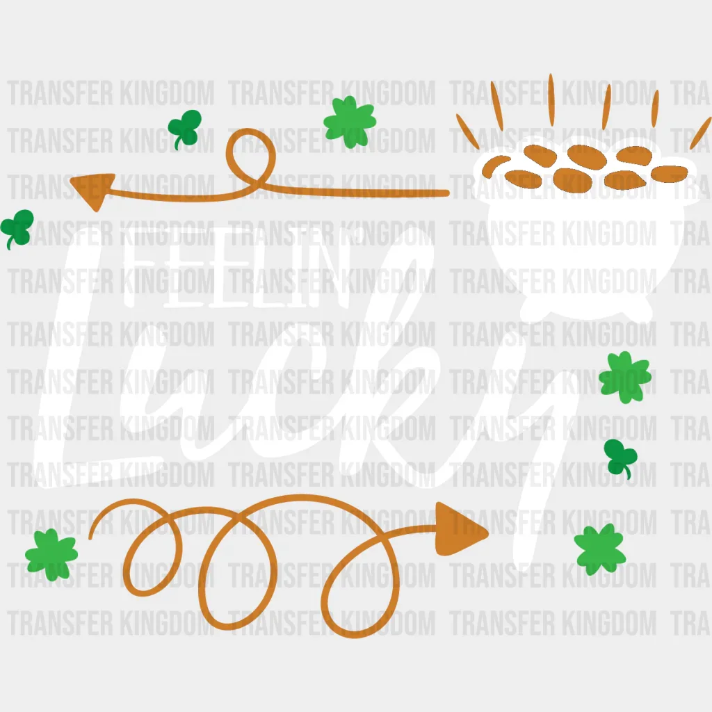 Feelin' Lucky St. Patrick's Day Pot Of Gold Black And White Design - DTF heat transfer - Image 2