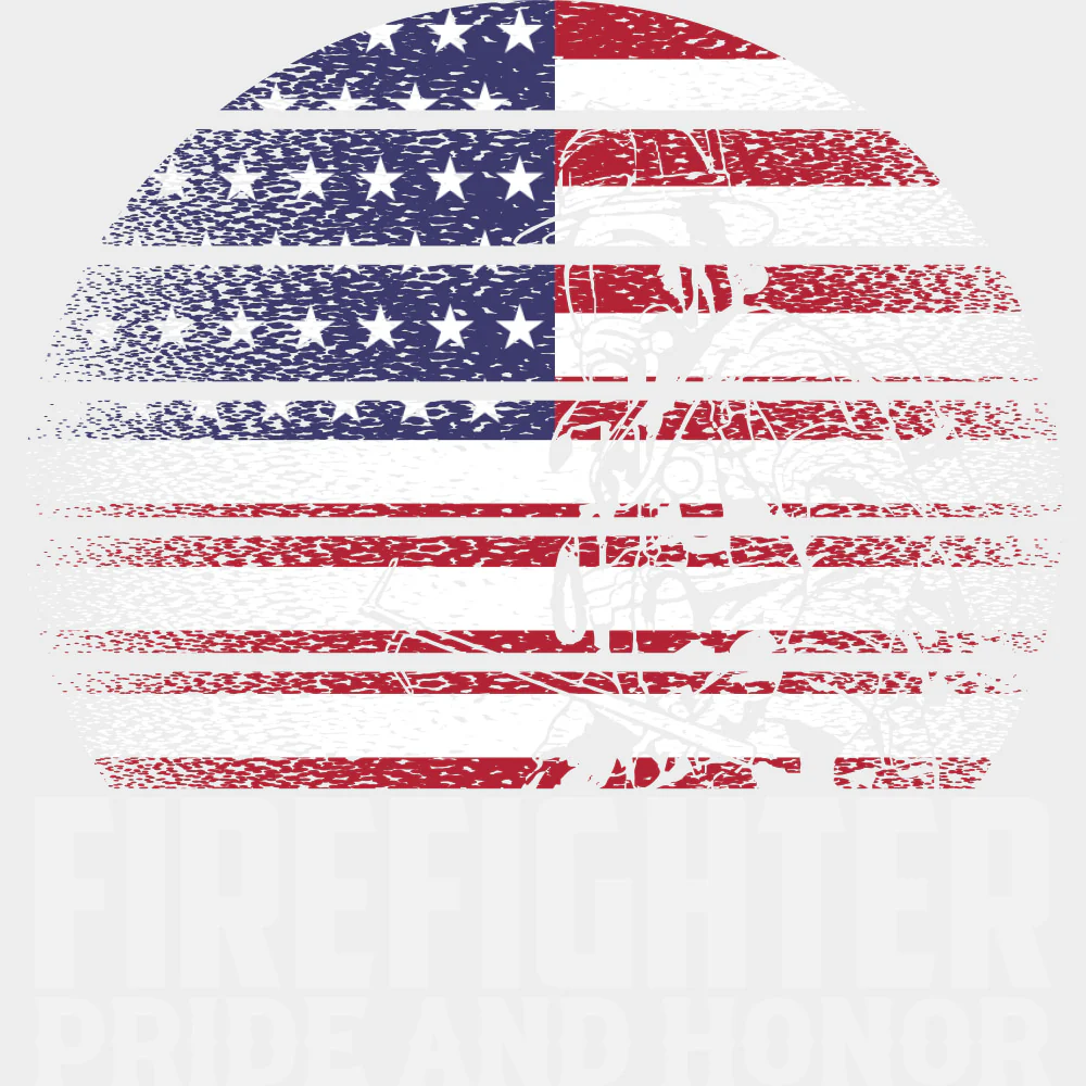 Firefighter Pride And Honor Circular USA Flag - Fire Department DTF Transfers - Image 2