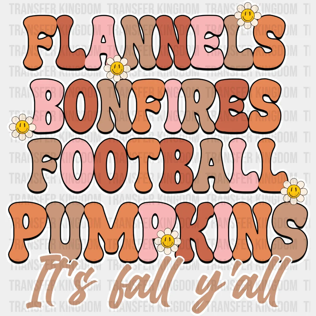 Flannels Bonfires Football Pumpkins - Fall DTF Transfer - Image 2
