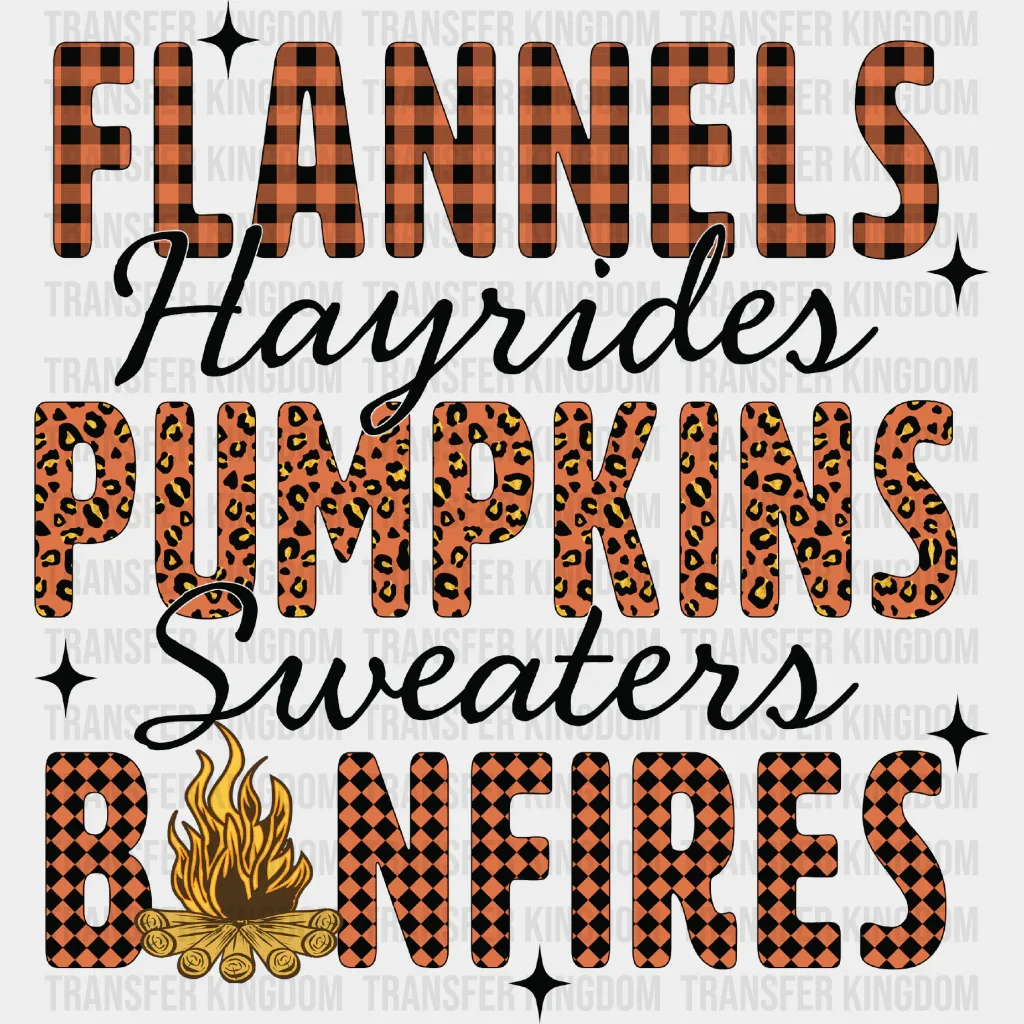Flannels Pumpkins Bonfires - Fall DTF Transfer