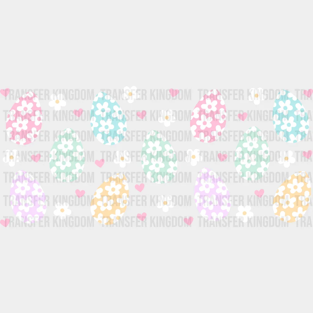 Flower Pattern Eggs - Easter Cup Wrap UV Sticker Permanent UV DTF Decal