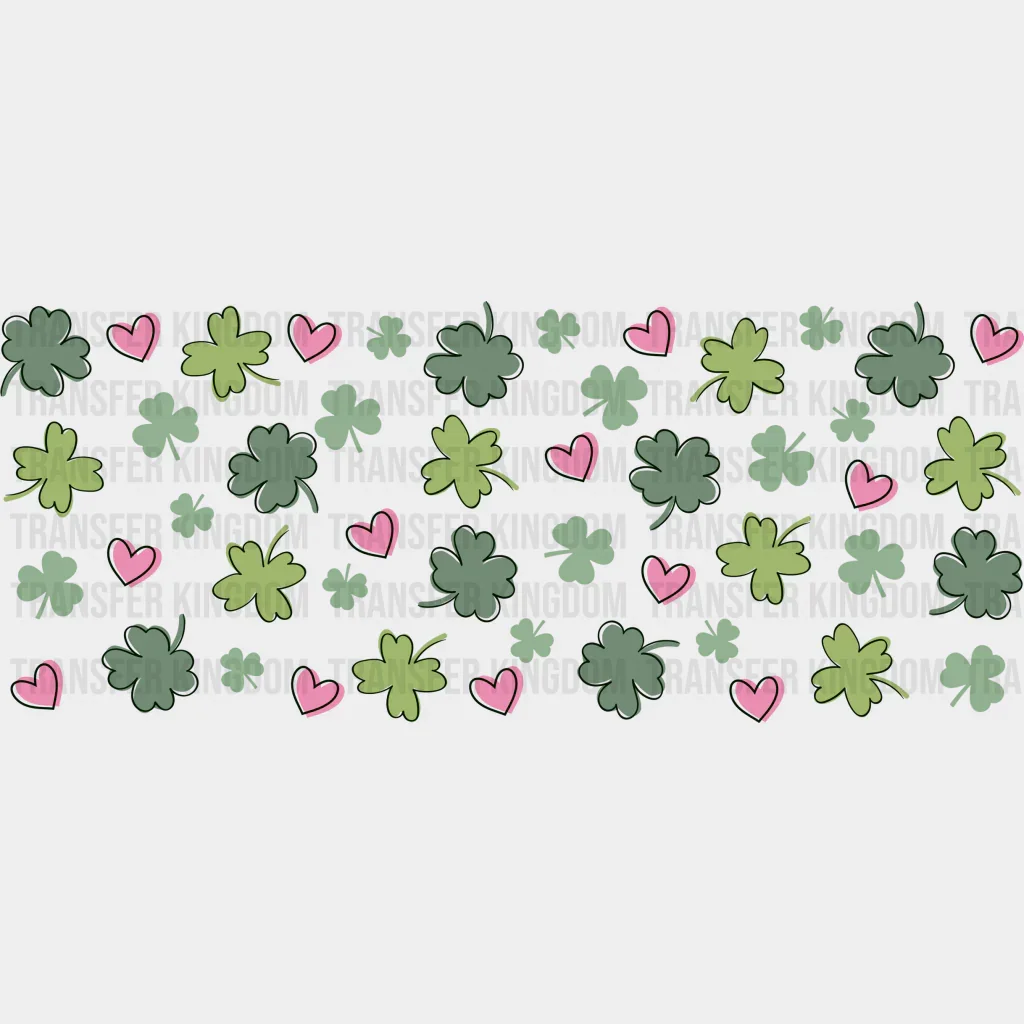 Four Leaf Clover Green Design - St Patrick Cup Wrap UV Sticker Permanent UV DTF Decal