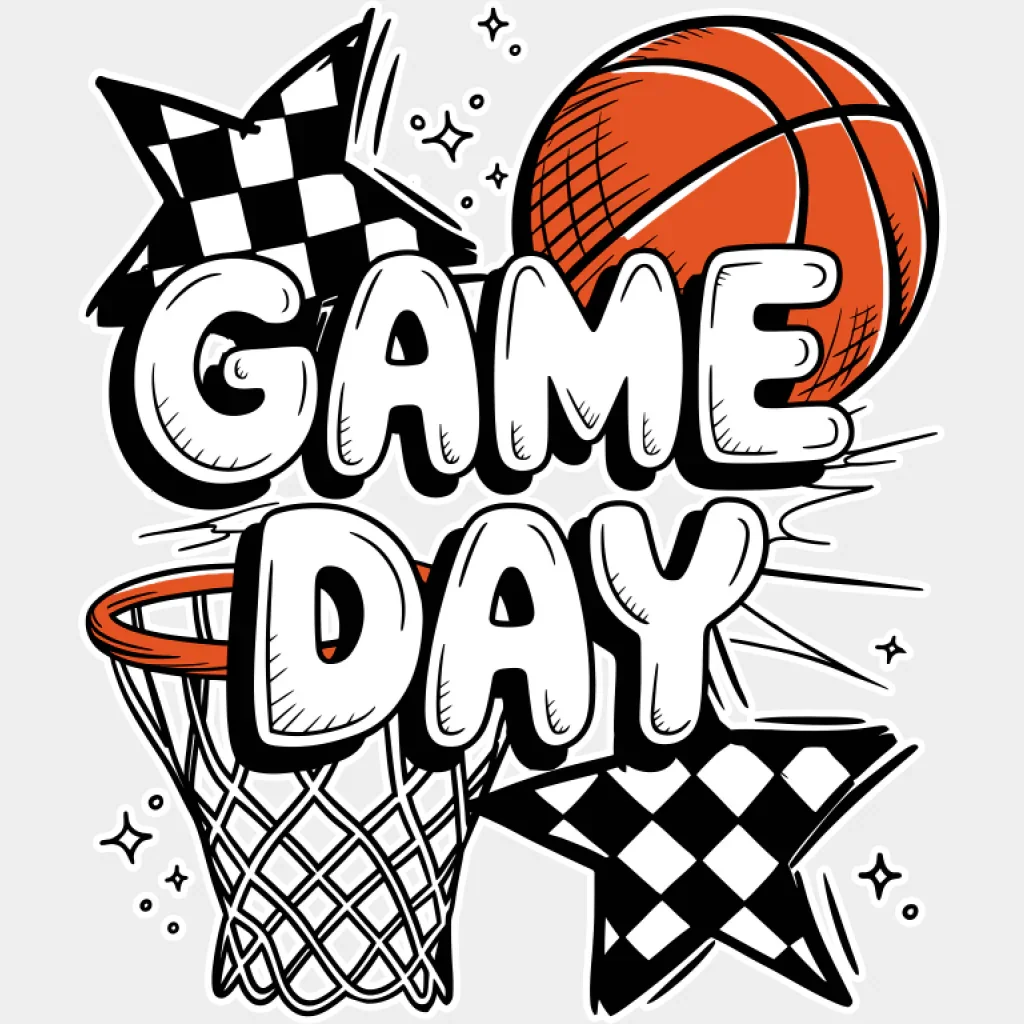 Game Day Basketball Hoop Star Design - Basketball DTF Transfer - Image 2