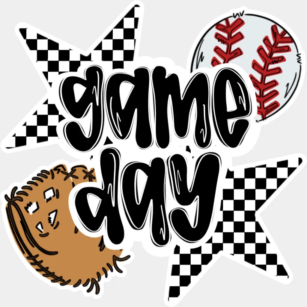 Game Day Checkered Stars Design - Baseball DTF Transfer - Image 2