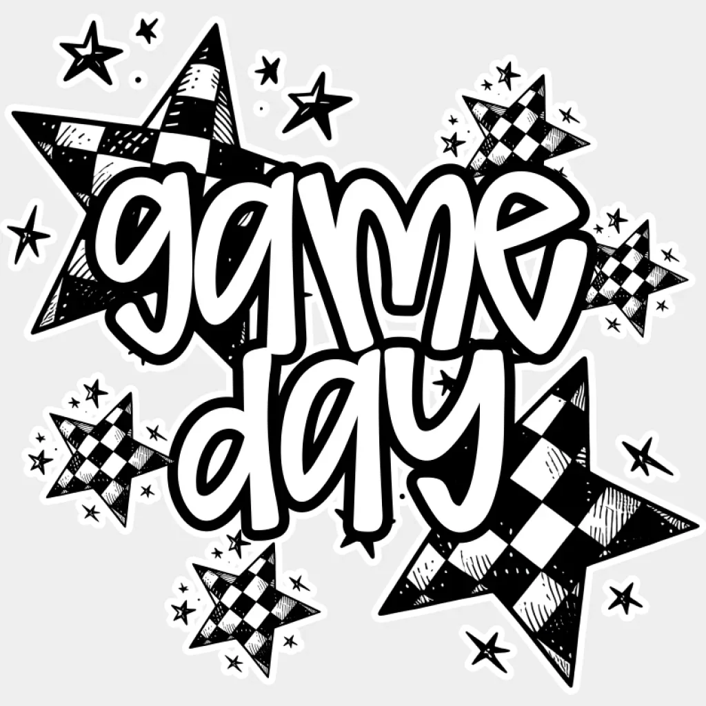 Game Day Checkered Stars - Game Day DTF Transfer - Image 2