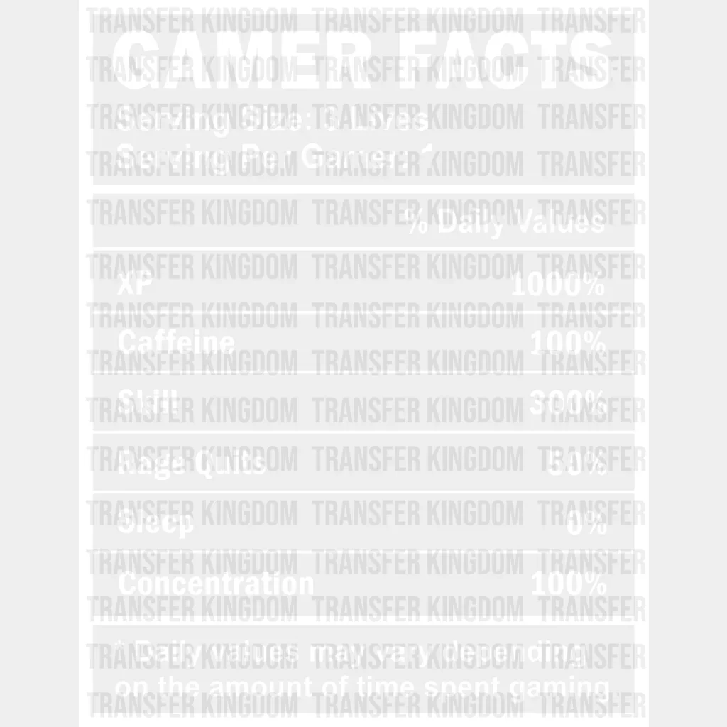 Gamer Facts - Video Game DTF Heat Transfer - Image 2