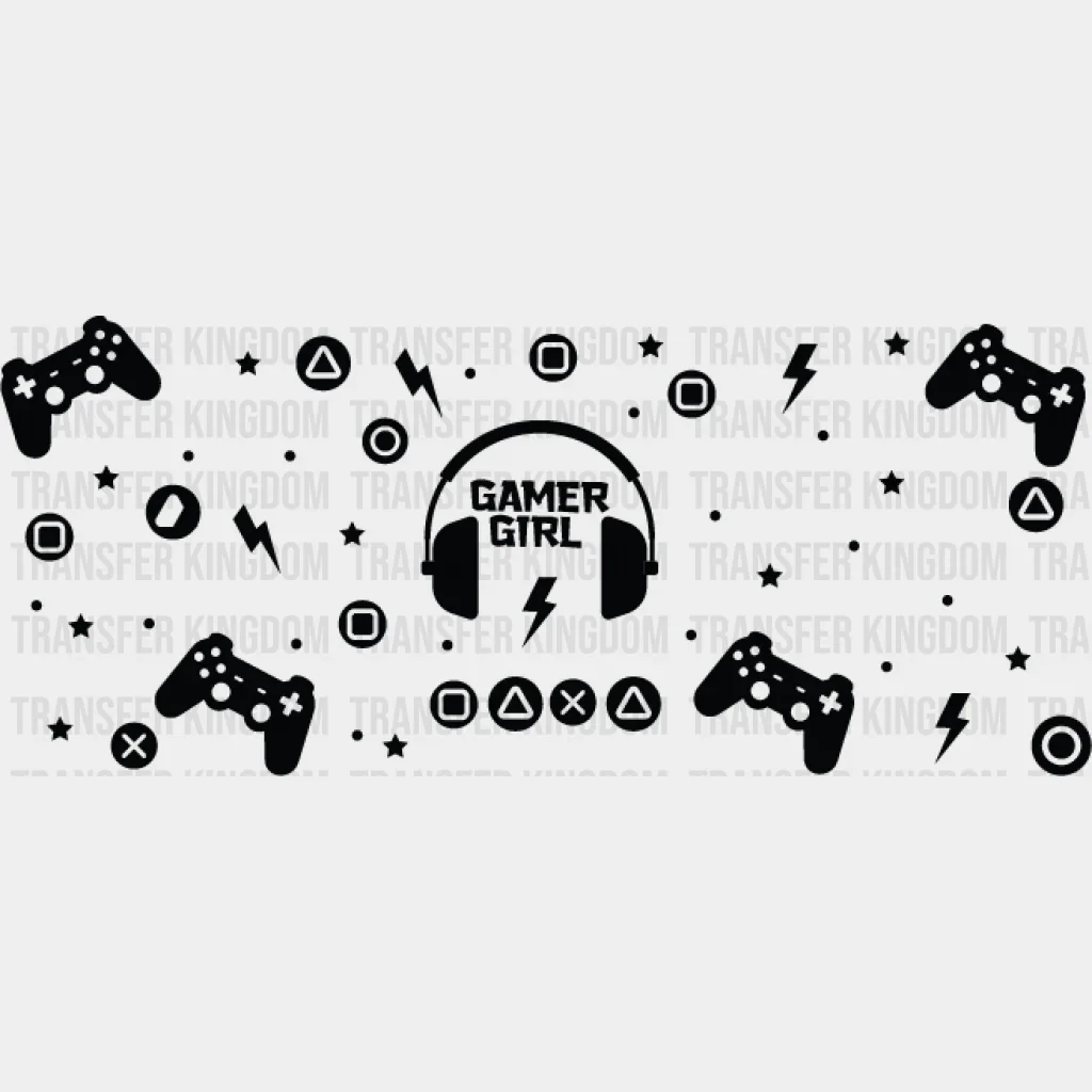 Gamer Girl Headphones - Video Games Cup Wrap UV Sticker Permanent UV DTF Decal