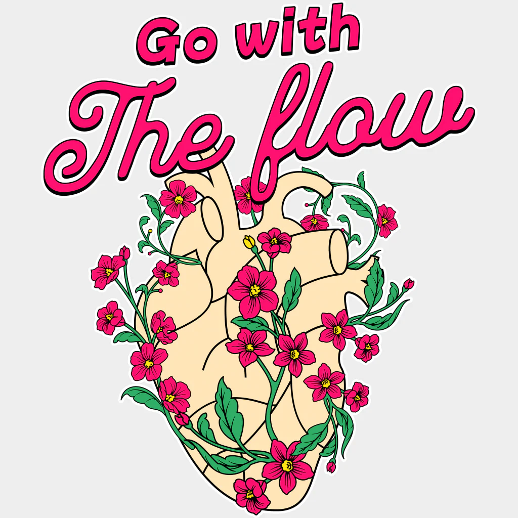 Go With The Flow, Heart Flowers - Cardiac Nurse DTF Transfers - Image 2