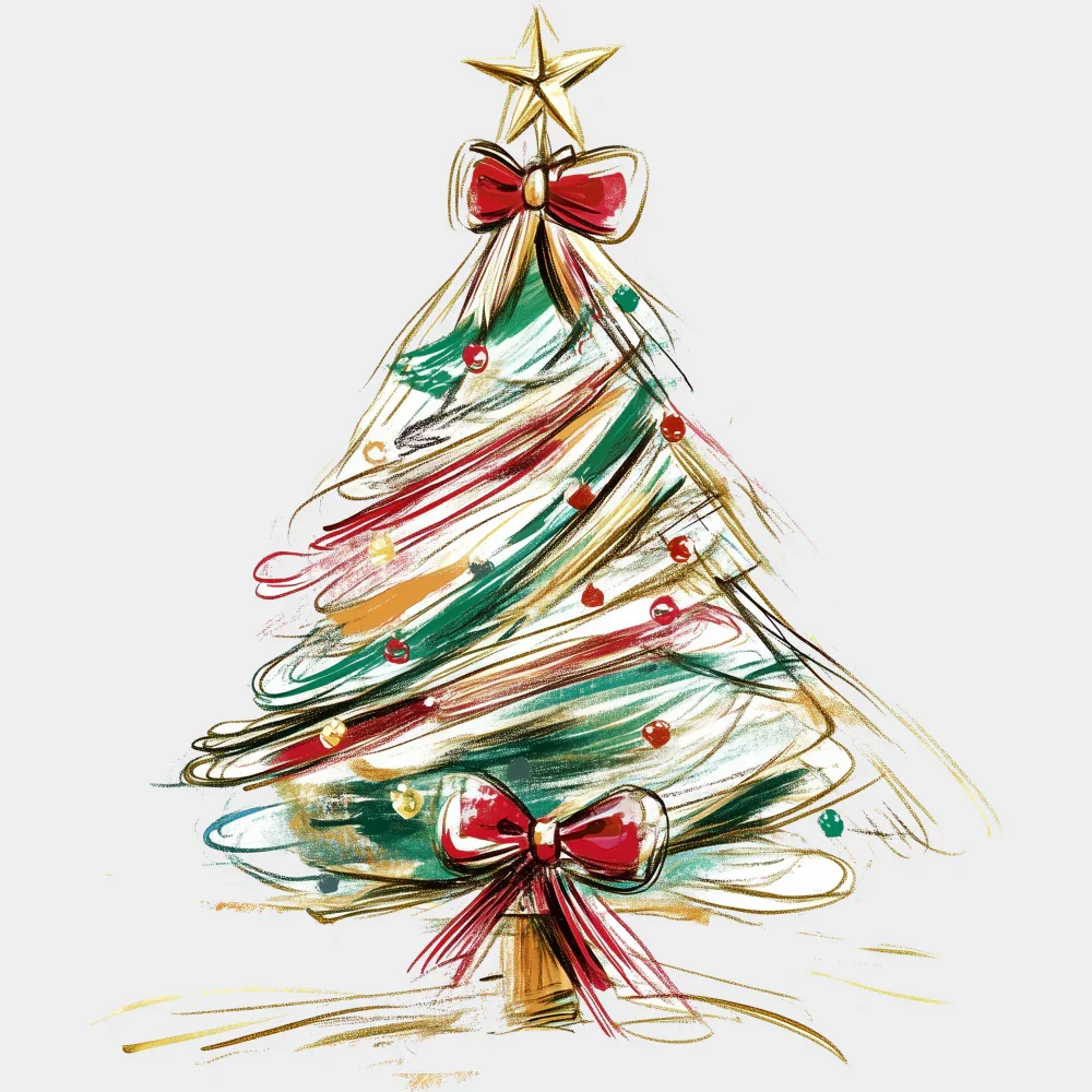 Gold Line Tree - Christmas DTF Transfer - Image 2