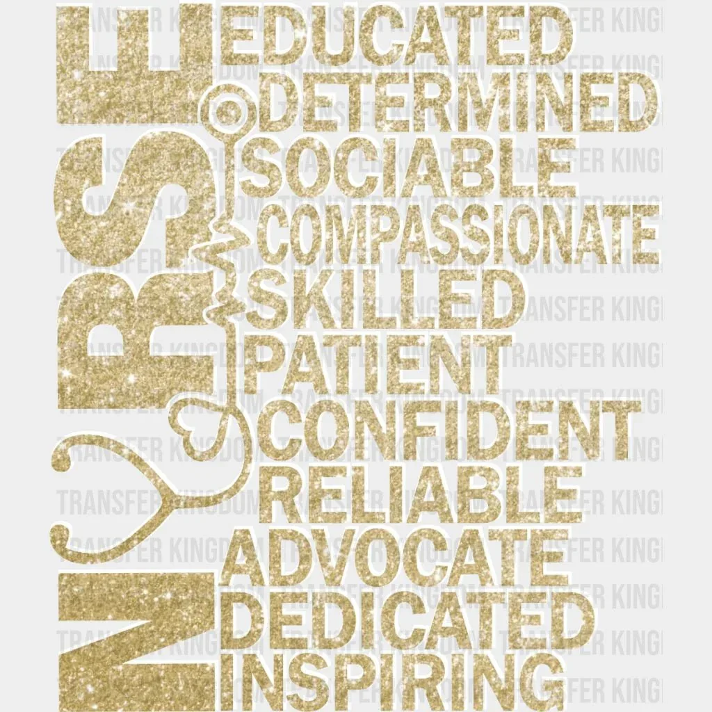 Gold Nurse Adjectives design - DTF heat transfer