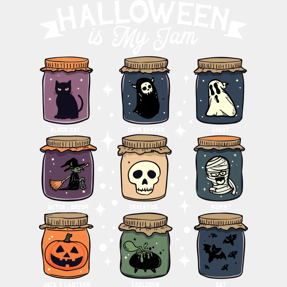 Halloween Is My Jam B&W - Halloween DTF Transfer - Image 2