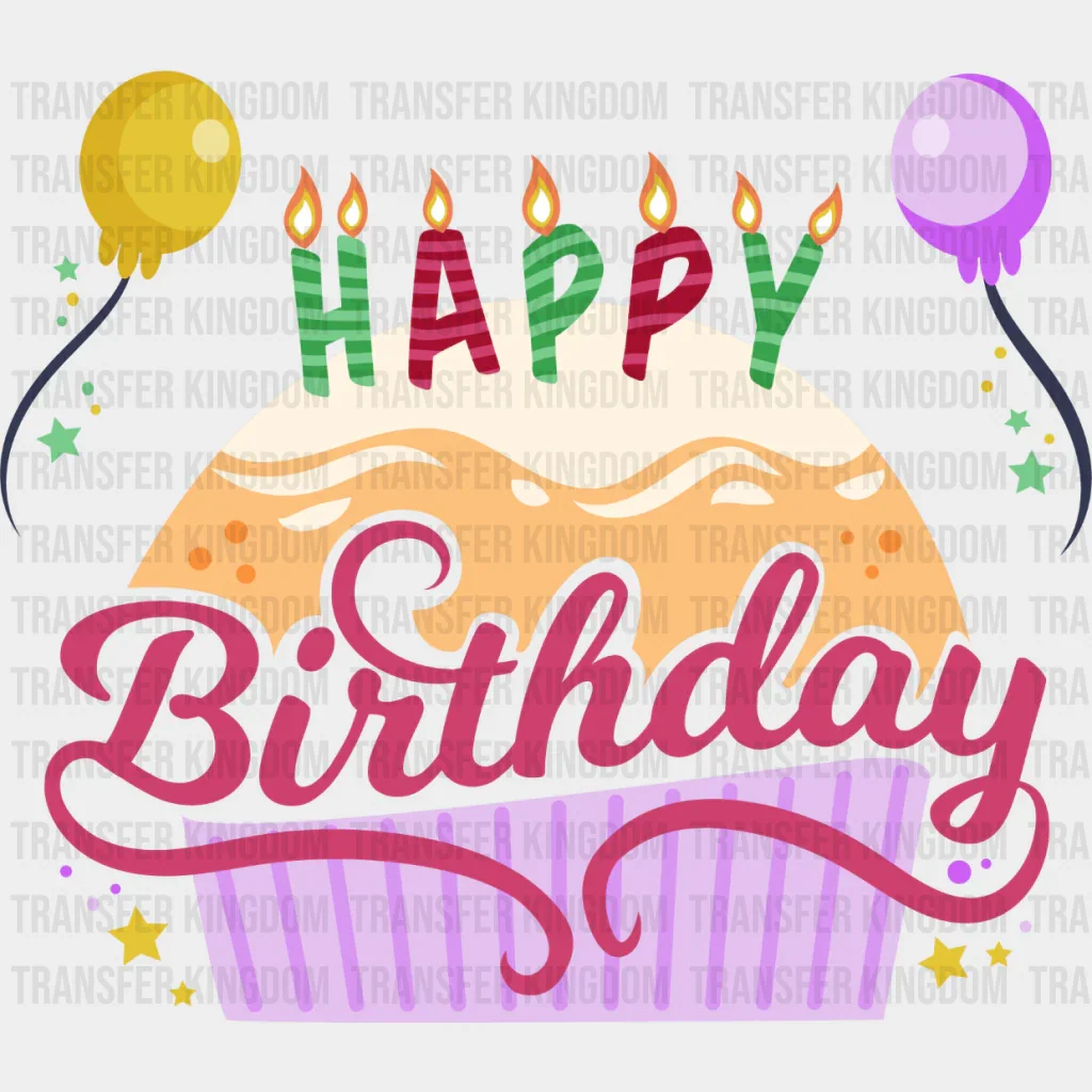 Happy Birthday Cake Design - Birthday DTF heat transfer