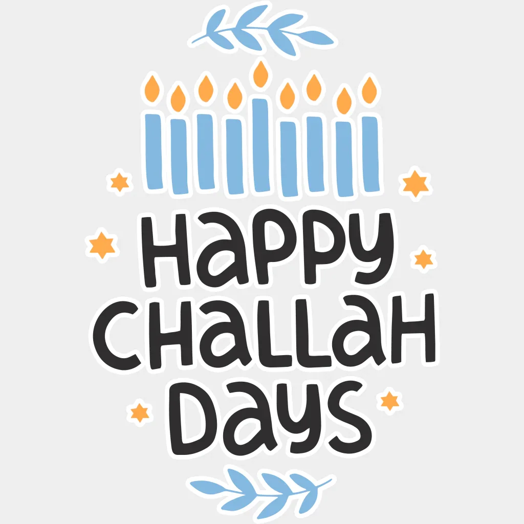 Happy Challah Days Blue Design - Hanukkah DTF heat transfer - Image 2
